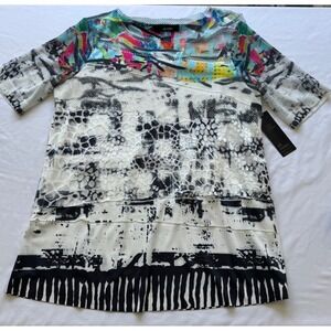 Ali Miles Museum Inspired Abstract Mosaic Mesh Flowy Tunic Women's Medium NWT